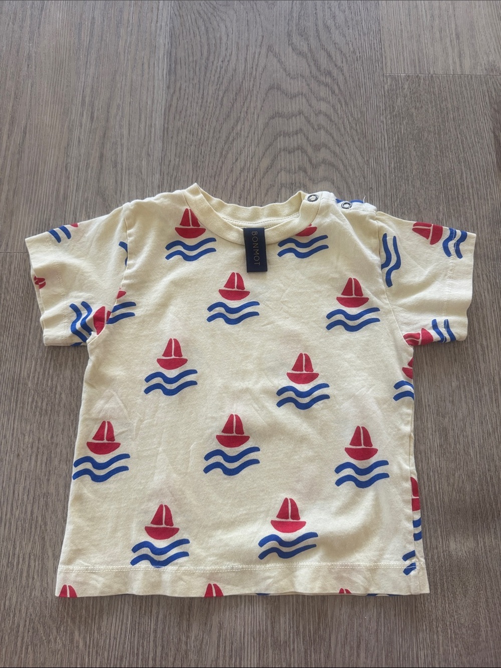 Bonmot Kids light yellow Short-Sleeve Nautical Sailboat Tee